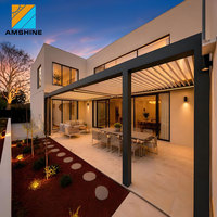 Pérgola de Aluminio con Láminas Ajustables, Techo de Láminas Impermeable, Estructura con Recubrimiento en Polvo, Tamaño Personalizado, Estructura para Exteriores
