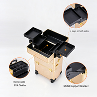 Valise à roulettes professionnelle de luxe en aluminium OEM, multifonction, grande capacité, résistante à l'eau, pour cosmétiques et beauté