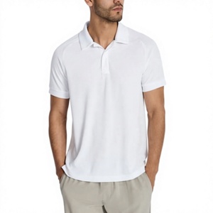 Polo pour homme en maille anti-rides, mélange polyester/coton, logo personnalisé OEM, couleur unie, manches courtes, vêtement d'été - Product Image 4