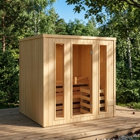 Cabina de Sauna Infrarroja de Madera Sólida Canadiense con Ventanas Transom, Panel de Control Computarizado, 220V, Modelo HOT 1 para 2 Personas