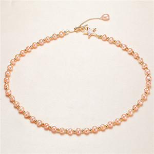 Collier de perles naturelles à double couche luxueux et tendance pour femmes en gros, 6-7 mm, accessoires de colliers ras du cou tendance avec nœud - Product Image 1