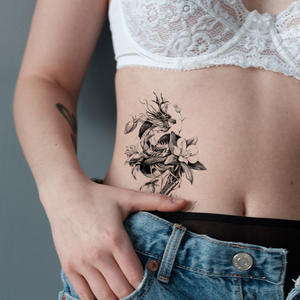 1 jeu <span class=keywords><strong>de</strong></span> 9 pièces <span class=keywords><strong>tatouages</strong></span> temporaires autocollant noir motif magnifique et artistique fleur <span class=keywords><strong>de</strong></span> serpent tatouage imperméable pour visage bras jambe - Product Image 4