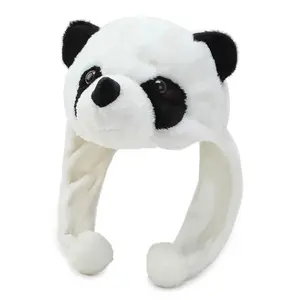 Moda da donna inverno caldo cartone animato carino nero bianco peluche soffice pelliccia pelosa a forma di Panda a forma di cappello con animali lunghi
