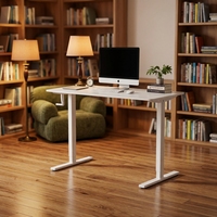 Bureau d'écriture en fer et bois réglable manuellement, durable, moderne, minimaliste, ergonomique, autoportant pour bureau et immeuble de bureaux