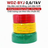 Kabel Kelistrikan WDZ-BYJ 0.6/1kV Konduktor Tembaga Berisolasi XLPE Inti Tunggal Rendah Asap Nol Halogen Tahan Api Standar IEC