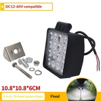 Projecteur de travail LED étanche haute luminosité 45W 4 pouces 12-48V pour excavatrice, lampe accessoire pour engins de construction