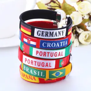 Produsen Negara Dunia Bendera Gelang Promosi Tim Olahraga Penggemar Hadiah PVC Arm Band Armband Gelang Elastis Gelang