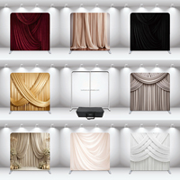 Direct usine 8x8FT Cadre en aluminium pour toile de fond portable en tissu tendu type taie d'oreiller, coloris Crème, Mauve, Tan, pour mariages, fêtes et photographie