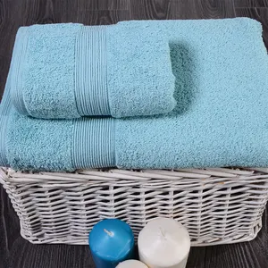 Wholesale Custom Logo Hotel Bath Towels Color Blue Set Luxury Hotel Towel Set