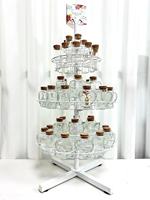 Rak Display Botol Parfum Putar 3 Tingkat dari Logam yang Dapat Disesuaikan, Stand Parfum Modern