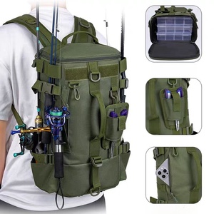 Large Capacity Multi-Functional Waterproof Outdoor Fishing <b>Bag</b> Polyester <b>Divided</b> Compartments Wet Dry Separation Rod Holder - Product Image 2