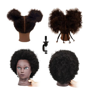 Tête de Mannequin 100% Cheveux Humains, Tête d'Entraînement Mannequin pour Pratique de Coiffure Afro, Tête de Poupée pour <span class=keywords><strong>Coiffeur</strong></span> avec Support de Fixation - Product Image 1