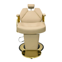 Chaise de coiffure moderne de luxe 360 °   Chaise de barbier pivotante à vérin hydraulique en cuir véritable pour salon de beauté
