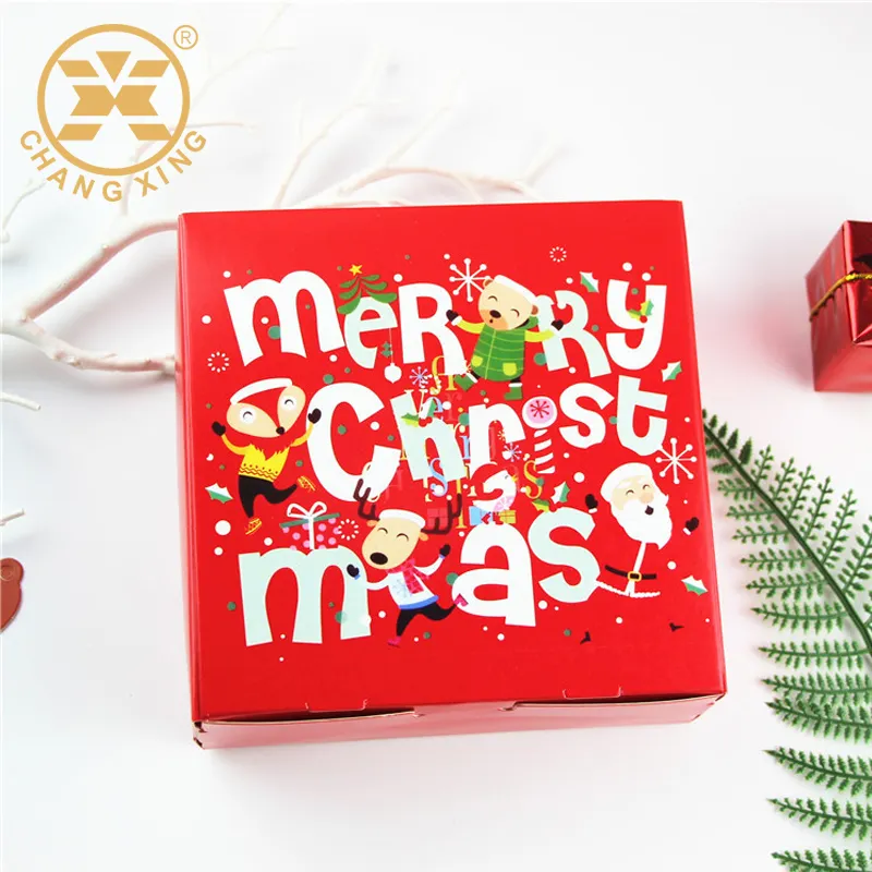 Atacado verde decorativo lembrancinha feliz natal doces cracker dobrável caixa de presente