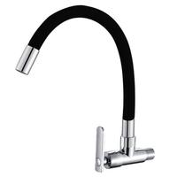 Robinet d'évier de cuisine simple moderne corps en zinc argent robinet de pulvérisation thermostatique mural tuyau flexible pas cher prix froid
