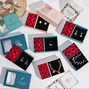 Commercio all'ingrosso della fabbrica san valentino Tanabata sei rose regalo scatola <span class=keywords><strong>anello</strong></span> collana orecchini gioielli scatola di imballaggio timbrante riciclabile - Product Image 4