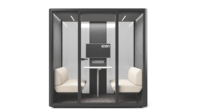 ATWOKA Pod de réunion acoustique modulaire en métal pour 4 personnes avec écran multimédia intégré et murs en verre pour espace de bureau exécutif