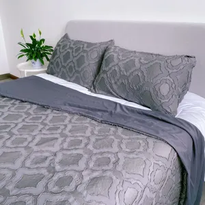 Diamond Pattern Tufted Duvet Cover Comforter Cover Microfiber Bedding Set Solid Duvet Cover