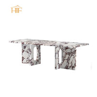 Table de salle à manger en marbre Calacatta Galaxy blanc naturel nordique