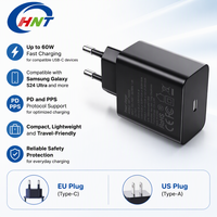 Chargeur mural rapide USB-C HNT 60W PPS GaN avec adaptateur d'alimentation PD pour Samsung Galaxy S24 Ultra S23 Plus iPad Pro et iPhone