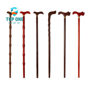 TopOne vente en gros marcheur vieil homme personnes âgées poignée handicapée sculpté solide bâtons de marche bois béquille canne - Product Image 1