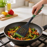 6Pcs Peralatan Dapur PBT dengan Tepi Silikon Tahan Panas Anti Lengket Aman untuk Panci Alat Dapur Spatula Skimmer