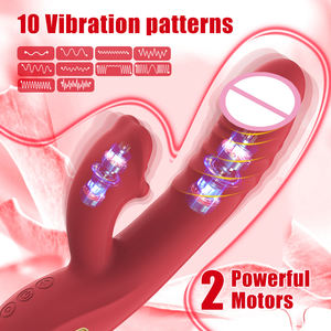 Vibromasseur à lèvres rouge langue de morsure télescopique léchant le jouet sexuel de pompage automatique masturbateur adulte orgasme jouets sexuels pour les femmes - Product Image 3