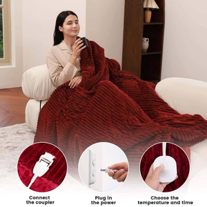 250Gsm Franela Naturaleza 4 Ajuste de calefacción Calentamiento rápido King Size Mantas calentadas de punto eléctricas Técnica doblada - Product Image 4