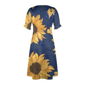 فستان كاجوال للنساء من مجموعة فنون جزيرة المحيط الهادئ الأفضل مبيعًا عالي الجودة قصير الأكمام وبرقبة على شكل V فستان نسائي قصير - Product Image 3