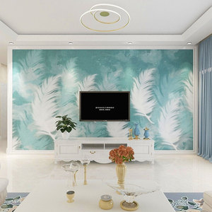 Tv fond mur papier peint maison Simple moderne papier peint salon plume personnalisé Mural Film et télévision revêtement mural 3d - Product Image 1