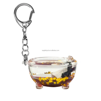Porte-clés créatif en acrylique liquide avec décoration flottante 3D, paillettes et sable mouvant aquatique, cadeau promotionnel