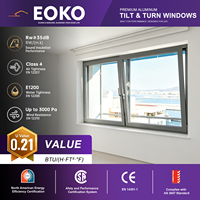 Fenêtres EOKO à ouverture oscillo-battante avec moustiquaire, en aluminium, double vitrage, pour villa, chambre, cuisine, protection contre les insectes
