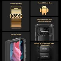 Smartphone Tangguh Oukitel WP23 Plus 4G 8GB+256GB Layar 6.52 Inci Android 14.0 Unisoc T606 Octa-core NFC OTG Ponsel Outdoor