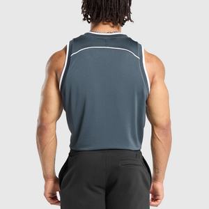 Vente en gros de débardeurs de sport pour hommes personnalisés avec logo, en maille, unis, pour la salle de sport, débardeurs côtelés pour hommes - Product Image 3