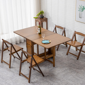 Extendable Folding Dining <b>Table</b> Set 4 Piece Rectangular Wood Space Saving <b>For</b> <b>Small</b> Apartment <b>Kitchen</b> - Product Image 1