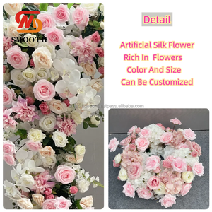 Arche de fleurs de mariage artificielles lisses Arrangement de fleurs roses Toile de fond Arche de fleurs en soie pour décor de proposition de mariage - Product Image 2