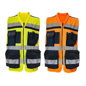 เสื้อกั๊กนิรภัย CITICITY CLASS 2 Hi Viz สำหรับงานวิศวกรรมและก่อสร้าง พร้อมกระเป๋าหลายช่อง สะท้อนแสงสูง มีซิป - Product Image 1