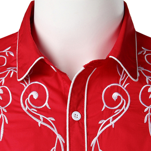 Chemise de cow-boy à manches longues en coton et polyester de style occidental <span class=keywords><strong>pour</strong></span> hommes, avec broderie florale - Product Image 3