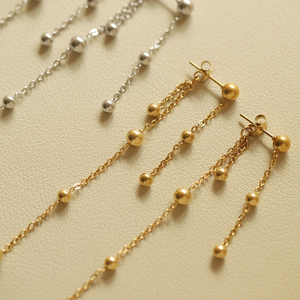 Pendientes de cadena de bolas de moda, chapados en oro, para mujer, tipo colgante, joyería de fiesta, accesorio de moda - Product Image 4