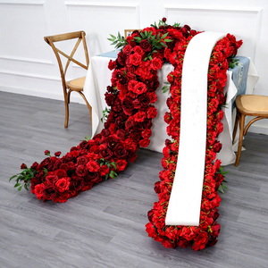 ดอกกุหลาบผ้าไหมเทียมสีแดงเบอร์กันดีดีไซน์ใหม่จาก DKB พร้อมที่จับโฟมสำหรับตกแต่งงานแต่งงาน - Product Image 1