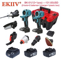Kit de perceuse sans fil 20V Max Kit combiné d'outils électriques Ensemble d'outils électriques tout-en-1 Kit de perceuse électrique multi-têtes Accessoires de forets