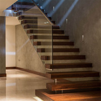 Escalier intérieur flottant en bois traditionnel personnalisé et durable, escalier droit pour villa et appartement