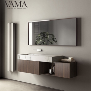 Mueble de Baño Moderno de Madera Contrachapada de 60 Pulgadas para Hotel, con Lavabo de Superficie Sólida, Modelo LB-004, de Fábrica VAMA - Product Image 1
