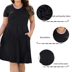 POVTY <span class=keywords><strong>abiti</strong></span> <span class=keywords><strong>taglie</strong></span> forti con stampa personalizzata per donne <span class=keywords><strong>Curvy</strong></span> comodi morbidi girocollo a maniche corte <span class=keywords><strong>abiti</strong></span> Casual a pieghe con tasche - Product Image 2