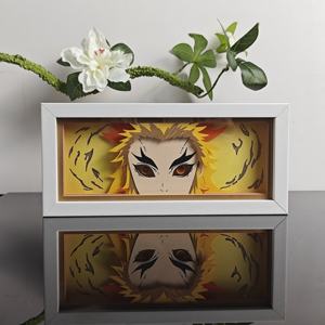 Demon Slayer LED Shadow Box, entrepôt américain en stock, lumière jaune 3D Akaza, <span class=keywords><strong>d</strong></span>écoration lumineuse, art mural pour <span class=keywords><strong>chambre</strong></span> <span class=keywords><strong>d</strong></span>'<span class=keywords><strong>otaku</strong></span>, livraison rapide aux États-Unis - Product Image 3