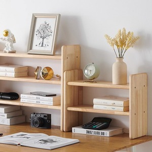 <b>Desktop</b> Storage <b>Shelf</b> Solid Wood 3 Tier Bookshelf Modern Minimalist Desk Organizer For Office Home Study Space - Product Image 2