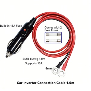 Cable de Alimentación con Conector Macho para Encendedor de Cigarrillos a Terminal de Anillo de 8mm, 1m, con Fusible de 15A e Indicador LED para Inversores de Vehículos de 12V/24V - Product Image 3