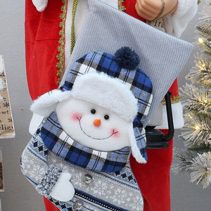 Calcetines navideños de 28x45cm con diseño de muñeco de nieve, decoraciones de tela tejida para bolsa de regalo navideña, adorno para árbol - Product Image 2