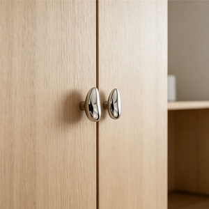 Modern Zinc Alloy Minimalist Oval Cabinet Door Handle for Wardrobe Surface Mounted Single Hole <b>Small</b> Furniture Knob by Dingxin - Product Image 2