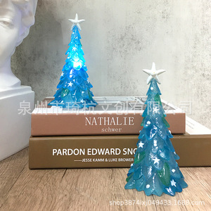 Luminous Transparent Resin Christmas <b>Tree</b> <b>Led</b> Lighting Tabletop Holiday Decoration Pine Shape Indoor Decor - Product Image 1